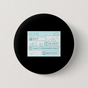 Chapa Redonda De 5 Cm Geek Informático Come Duerme Skateboarding Repite