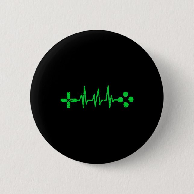 Chapa Redonda De 5 Cm Geeks Heartbeat Gaming (Anverso)