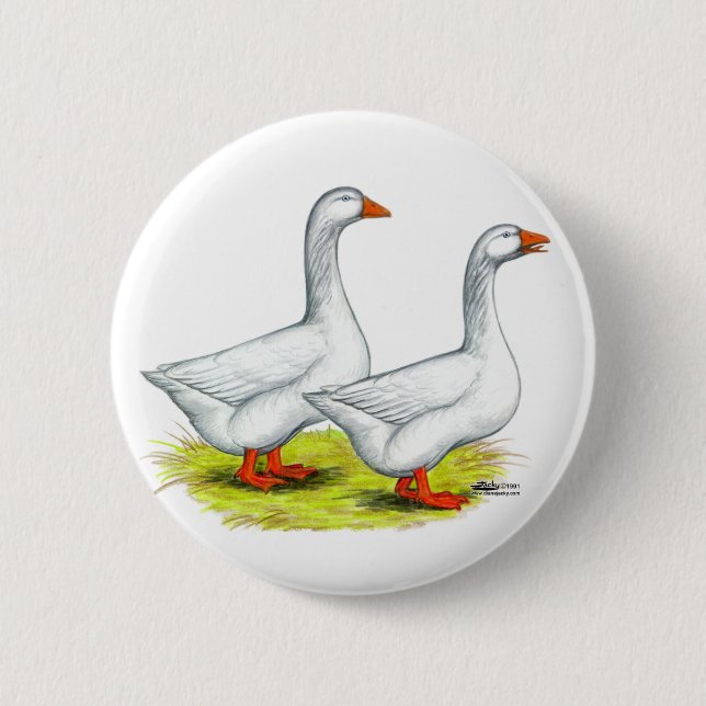 Chapa Redonda De 5 Cm Geese: Embden Pair (Anverso)