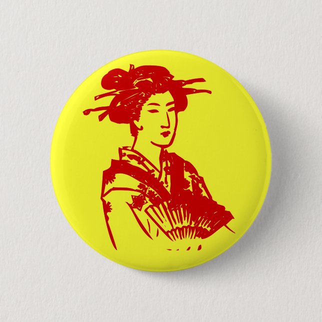 Chapa Redonda De 5 Cm Geisha (Anverso)