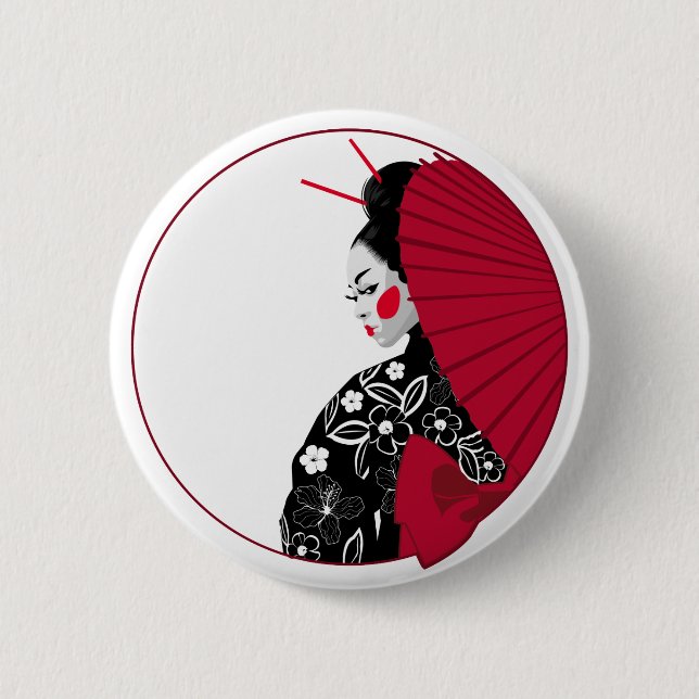 Chapa Redonda De 5 Cm Geisha (Anverso)