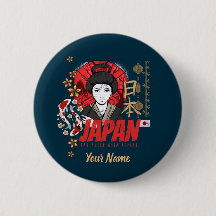 Geisha japonesa vintage con bandera Koi y alma de