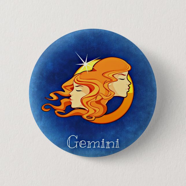 Chapa Redonda De 5 Cm Gemini, Gemelli (Anverso)