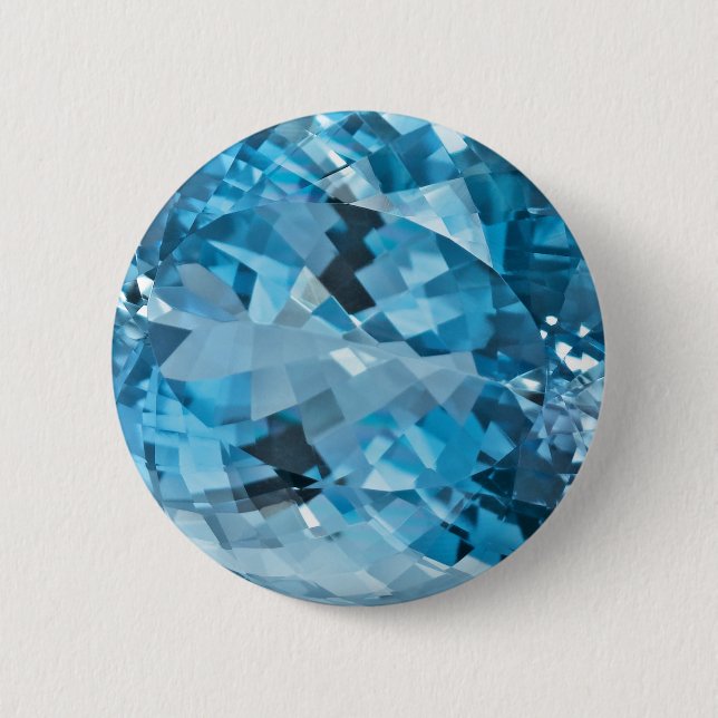 Chapa Redonda De 5 Cm Gemstone Aquamarine March Birthstone azul claro (Anverso)