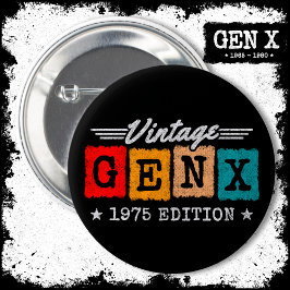 Chapa Redonda De 5 Cm Generación Gen X Generación Gen Xer Nacido 1975 Ge