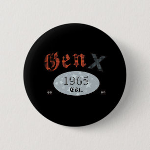 Chapa Redonda De 5 Cm Generación X (Año de nacimiento personalizado 1965