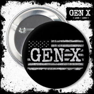 Chapa Redonda De 5 Cm Generación X Bandera Americana Orgullosa Gen Xer G