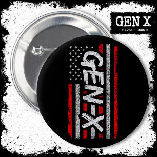 Chapa Redonda De 5 Cm Generación X Bandera Americana Orgullosa Gen Xer G
