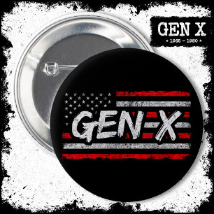 Chapa Redonda De 5 Cm Generación X Bandera Americana Orgullosa Gen Xer G