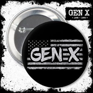 Chapa Redonda De 5 Cm Generación X Bandera Americana Orgullosa Gen Xer G