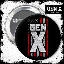 Chapa Redonda De 5 Cm Generación X Orgulloso General Xer Bandera America