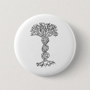 Chapa Redonda De 5 Cm Genética de la vida del árbol del adn Biólogo Día 