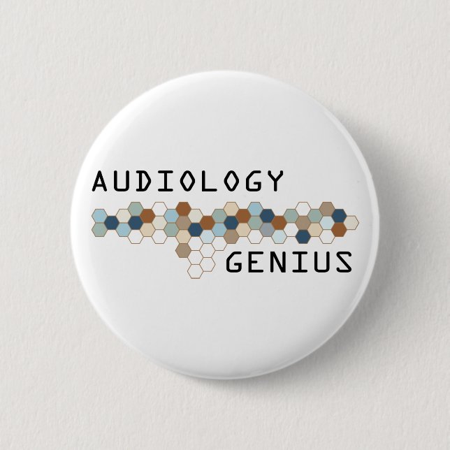 Chapa Redonda De 5 Cm Genio de la audiología (Anverso)