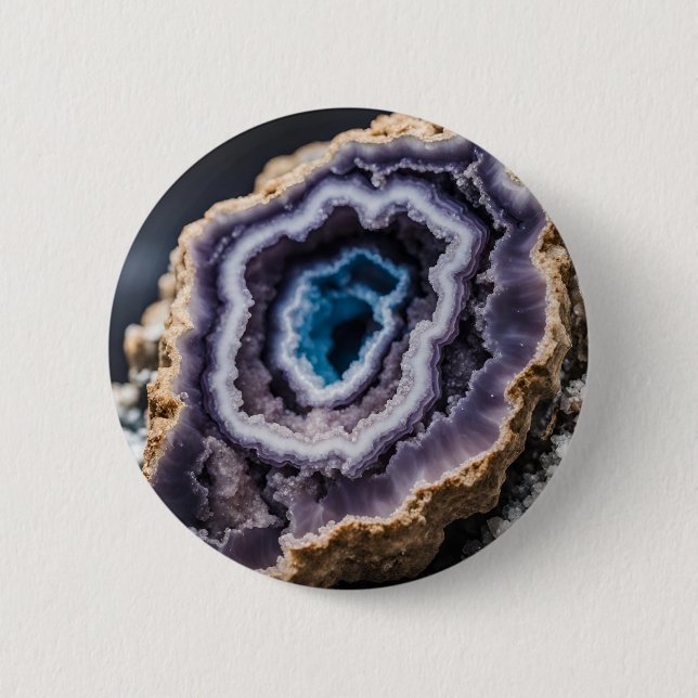 Chapa Redonda De 5 Cm Geode azul y púrpura (Anverso)