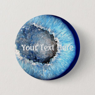 Chapa Redonda De 5 Cm Geode de cristal azul de caída