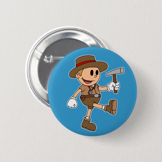 Chapa Redonda De 5 Cm Geólogo de Dibujos Animados Retro (Anverso y reverso)
