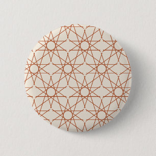 Chapa Redonda De 5 Cm Geometría de estrella quíntuple en terracota y mar