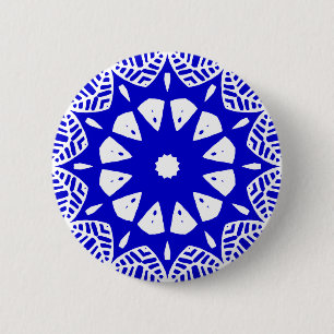 Chapa Redonda De 5 Cm Geometría orgánica 09 - Blanco sobre azul real