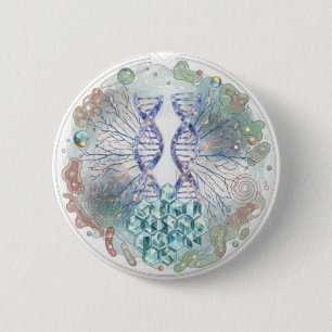 Chapa Redonda De 5 Cm Geometría Sagrada ADN Hélice Cristal Arte Científi