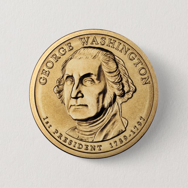 Chapa Redonda De 5 Cm George Washington (Anverso)