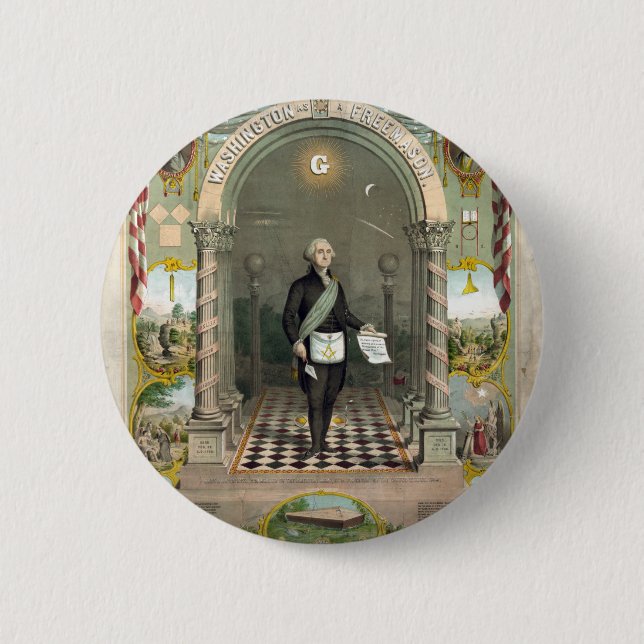 Chapa Redonda De 5 Cm George Washington como masón (Anverso)