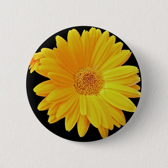 Chapa Redonda De 5 Cm Gerbera Daisy (Gerbera hybrida) - Amarillo (Anverso)