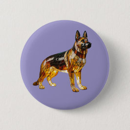 Chapa Redonda De 5 Cm German Shepherd Stained Glass Button