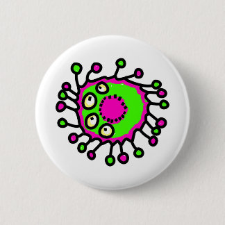 Chapa Redonda De 5 Cm Germen verde y rosado del dibujo animado