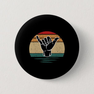 Chapa Redonda De 5 Cm Gesto de mano divertido de surfista Shaka Vintage