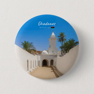 Chapa Redonda De 5 Cm Ghadames, Libia - Mezquita Blanca