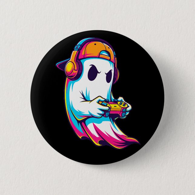 Chapa Redonda De 5 Cm Ghost Gamer de Guay Halloween (Anverso)