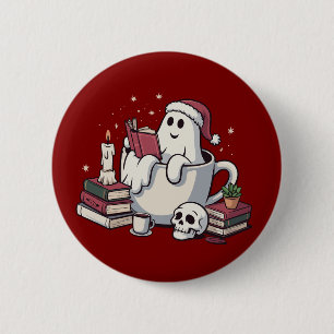 Chapa Redonda De 5 Cm Ghost Reading Books Navidades Teacher Bookworm