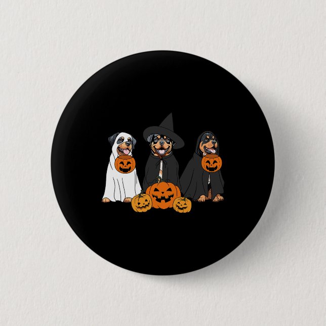 Chapa Redonda De 5 Cm Ghost Y Witch Rottweiler (Anverso)