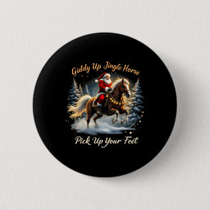Chapa Redonda De 5 Cm Giddy Up Jingle Horse Coge Tus Pies Nochebuena San