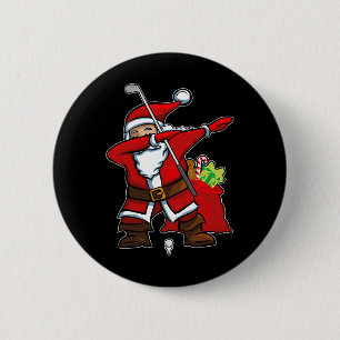 Chapa Redonda De 5 Cm Gif de Navidad Dabbing Golf Santa Hip Hop Dab Bail