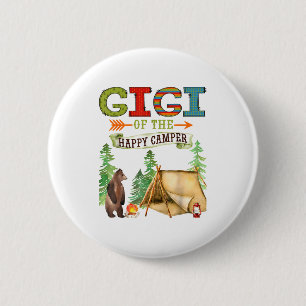 Chapa Redonda De 5 Cm Gigi de Happy Camper Primera Cumpleaños Camng
