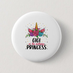 Chapa Redonda De 5 Cm Gigi de la Chica de cumpleaños Unicorn Chica Fiest