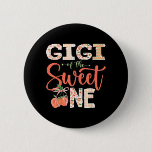Chapa Redonda De 5 Cm Gigi de La Dulce Melocotón Cumpleaños número 1