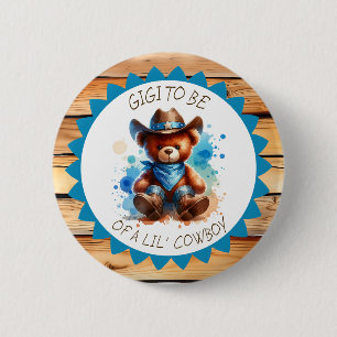 Chapa Redonda De 5 Cm Gigi para   Cowboy Teddy Bear Baby Shower