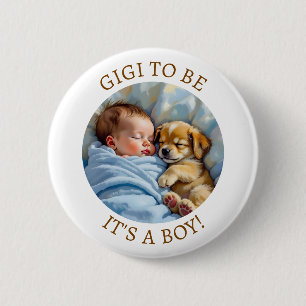 Chapa Redonda De 5 Cm Gigi to Be Baby Shower del niño
