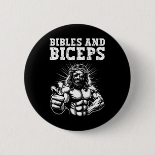 Chapa Redonda De 5 Cm Gimnasio culturismo fitness humor Biblias y bíceps