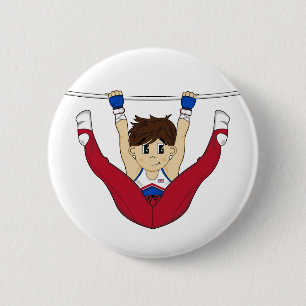 Chapa Redonda De 5 Cm Gimnasta lindo en insignia de la barra