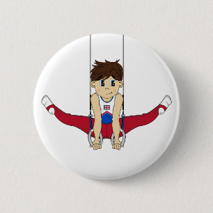 Chapa Redonda De 5 Cm Gimnasta lindo en insignia de los anillos