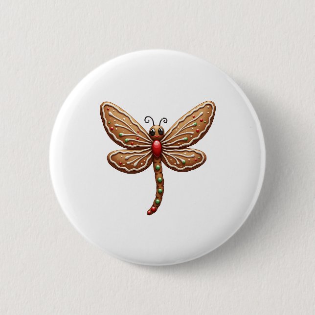 Chapa Redonda De 5 Cm Gingbread Dragonfly (Anverso)