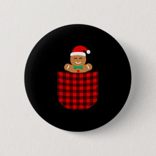 Chapa Redonda De 5 Cm Gingerbread Cookie Buffalo Red Plaid Cket Christma