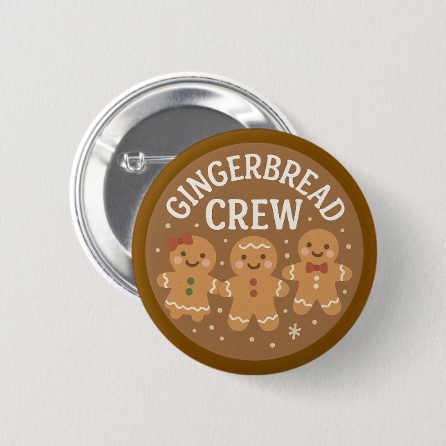 Chapa Redonda De 5 Cm Gingerbread Crew Cute Christmas  (Anverso y reverso)