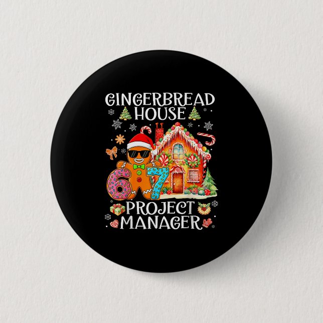 Chapa Redonda De 5 Cm Gingerbread House Project Manager Decorating Bakin (Anverso)