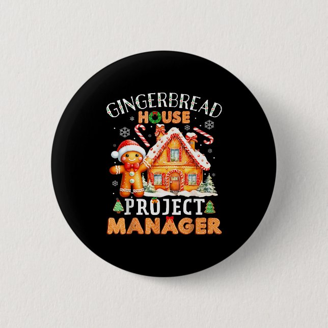 Chapa Redonda De 5 Cm Gingerbread House Project Manager Decorating Bakin (Anverso)