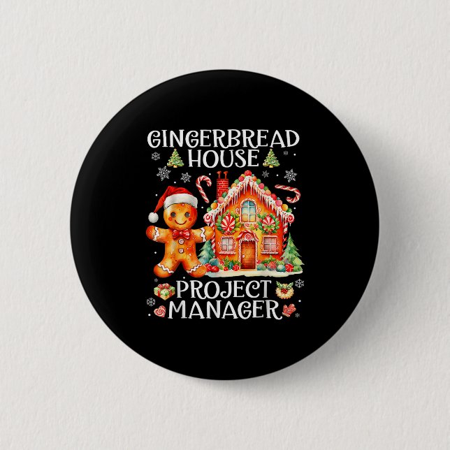 Chapa Redonda De 5 Cm Gingerbread House Project Manager Decorating Bakin (Anverso)