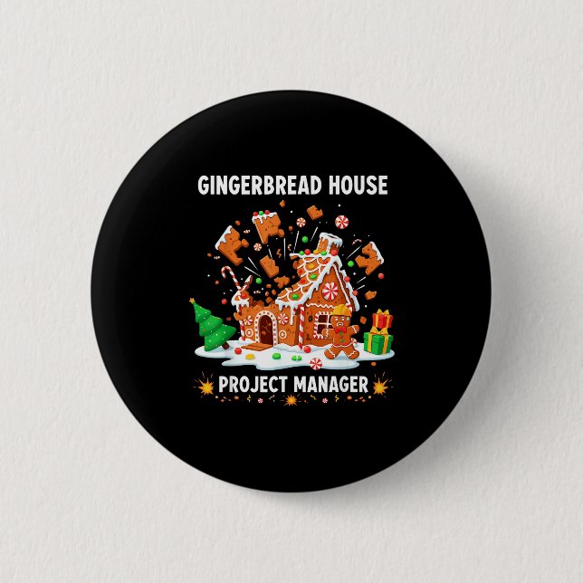 Chapa Redonda De 5 Cm Gingerbread Man Costume, Gingerbread House Project (Anverso)